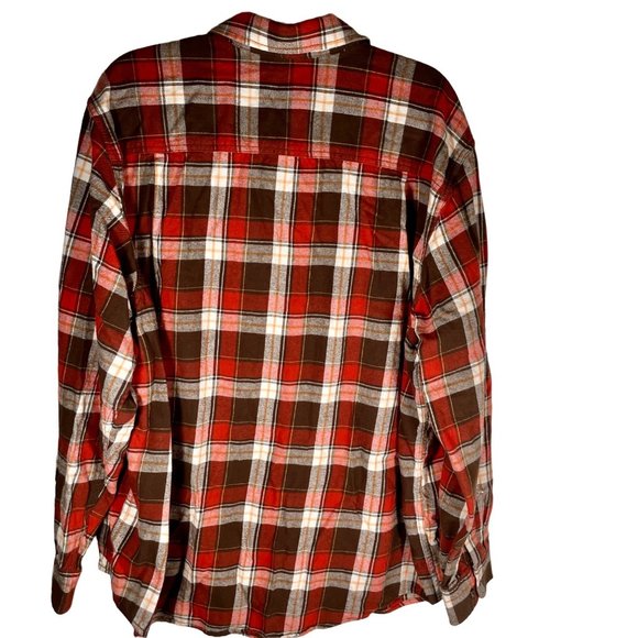 Vintage 90s Faded Glory red flannel plaid buttondown shirt 2XL - Picture 2 of 9